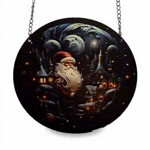 Holiday Santa Hanging Sun Catcher - Black and Red